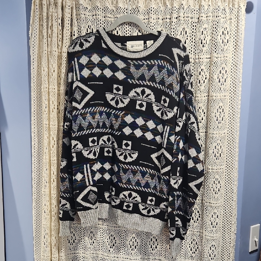 JT Beckett Mushroom Print "Cosby" Sweater XL